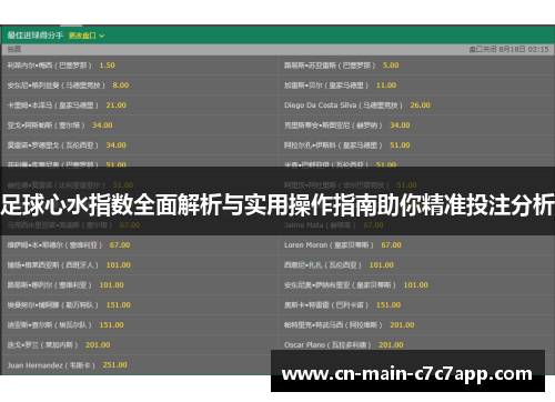 足球心水指数全面解析与实用操作指南助你精准投注分析
