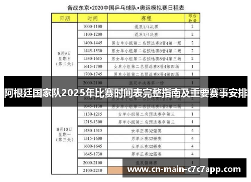 阿根廷国家队2025年比赛时间表完整指南及重要赛事安排